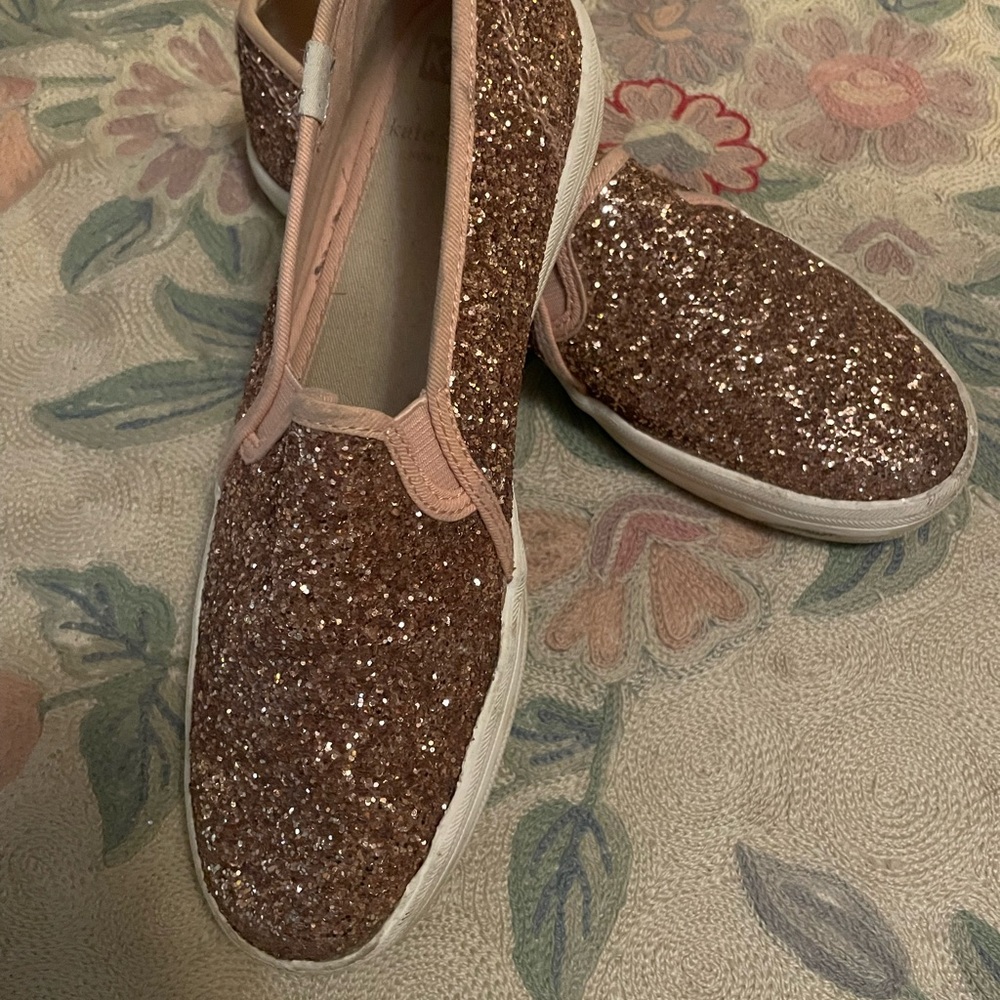 Rose Gold “pink” Kate Spade Glittery Slip-On Sneakers